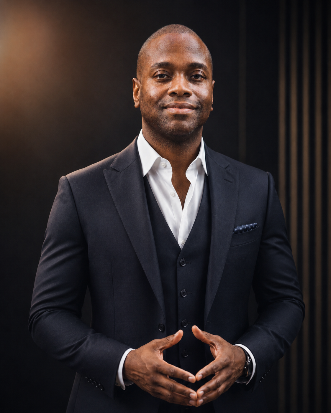 Martin Sterling in a navy suit